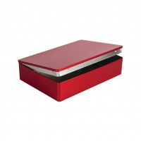 รูปกล่องเหล็กเหลี่ยมหนังสือ สีแดง